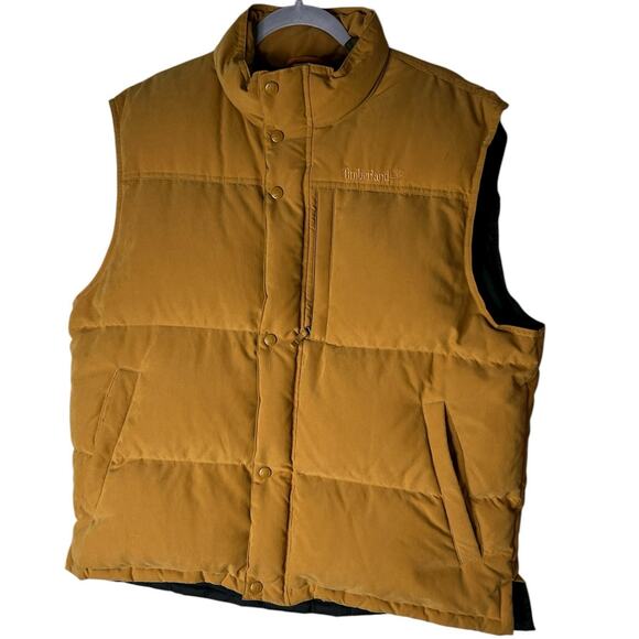 Timberland Weathergear Men's Duck Down Puffer Vest in Yellow Tan Size XL - Picture 1 of 6